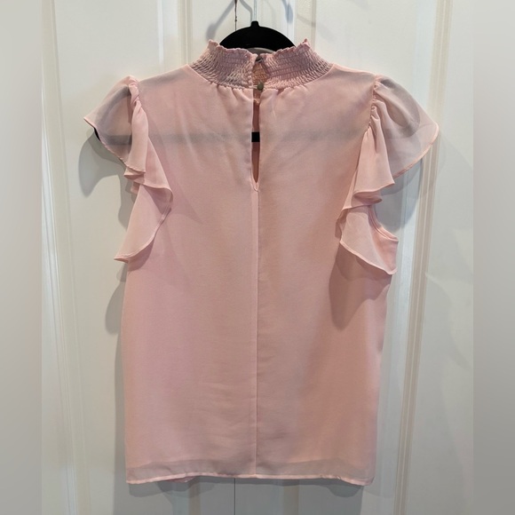 1. State Smocked Flutter Sleeve Mock Neck Blouse - Picture 4 of 4